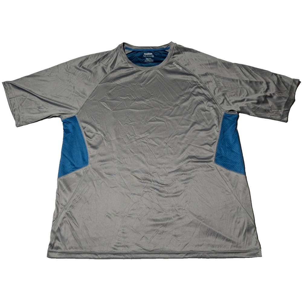 REEBOK Men Size 2XL Gray Blue Poly‎ Performance T-Shirt